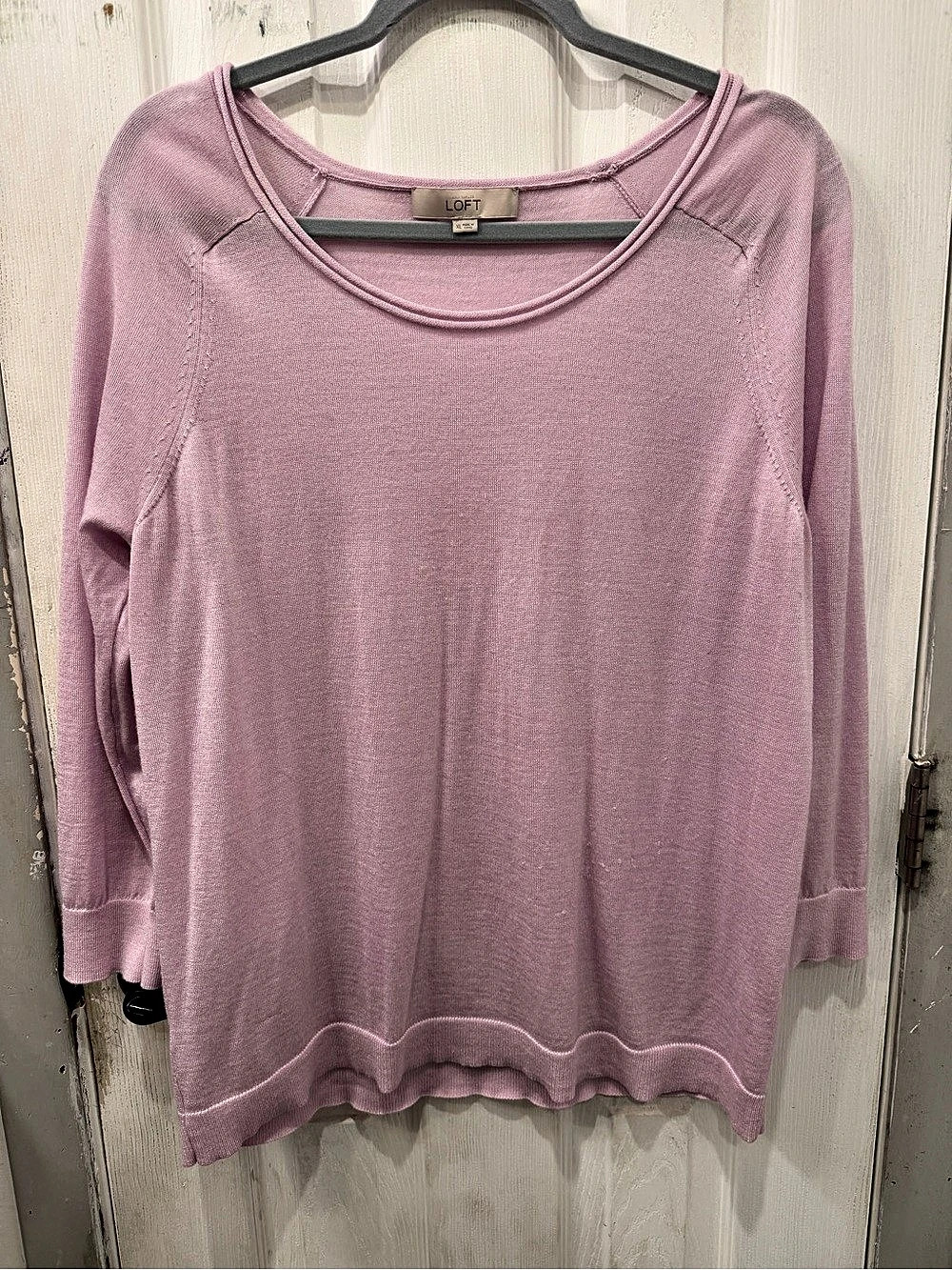 LOFT Scoop Neck Merino Wool Sweater XL Pink